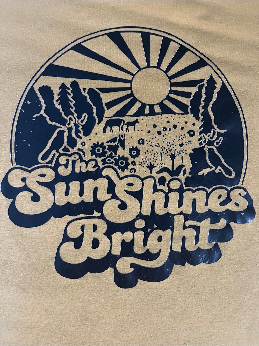 Vintage style Mustard Yellow Unisex Graphic Tee - The Sun Shines Bright - Picture 3 of 5